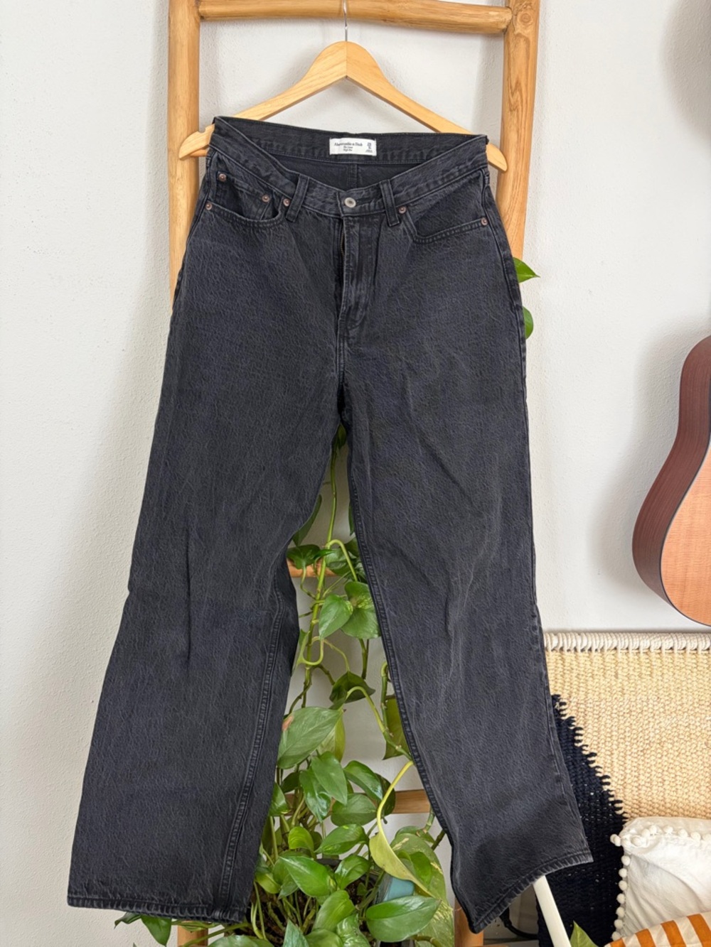 Abercrombie & Fitch Charcoal High-Rise Straight Jeans